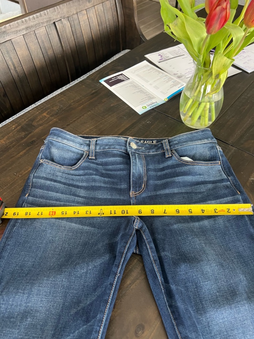 Classic Dark Wash Straight Leg Jeans-American Eagle Women’s size 14 - Picture 7 of 9